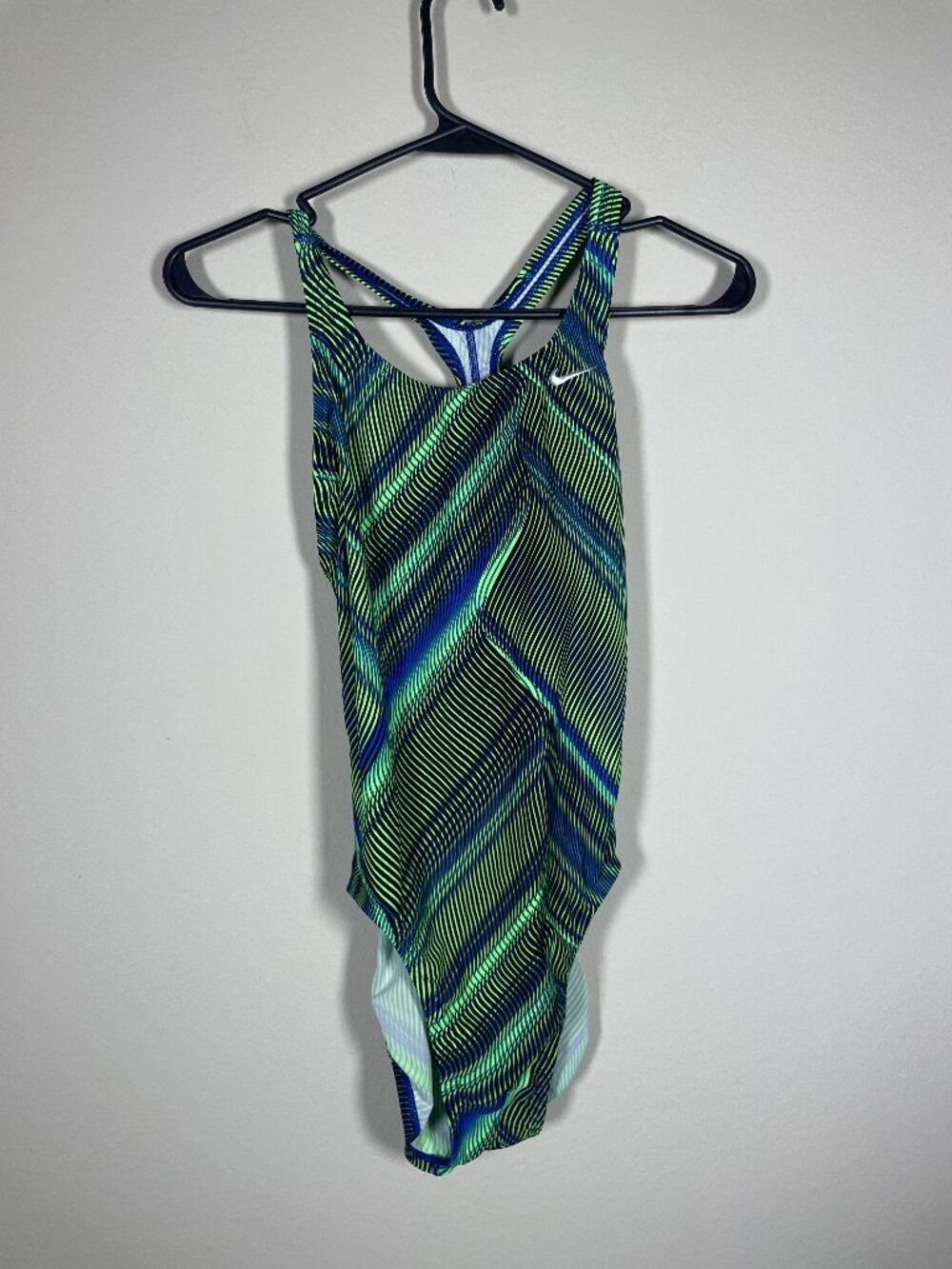 Nike Women's Racerback Blue Green 1 Piece Swimsuit Size:8 Athletic!